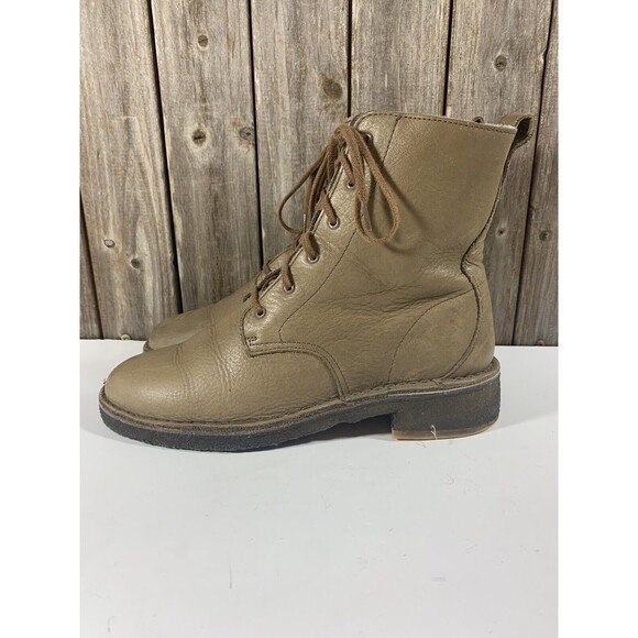 Clarks Originals Women's Maru Elsa Combat Boot Khaki Leather Shoe Size 9.5 - Picture 5 of 10